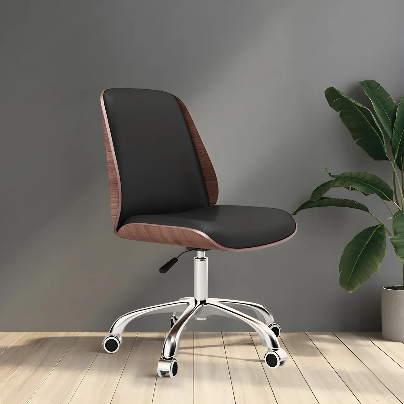 Modern Leather Upholstered Swivel Office Chair