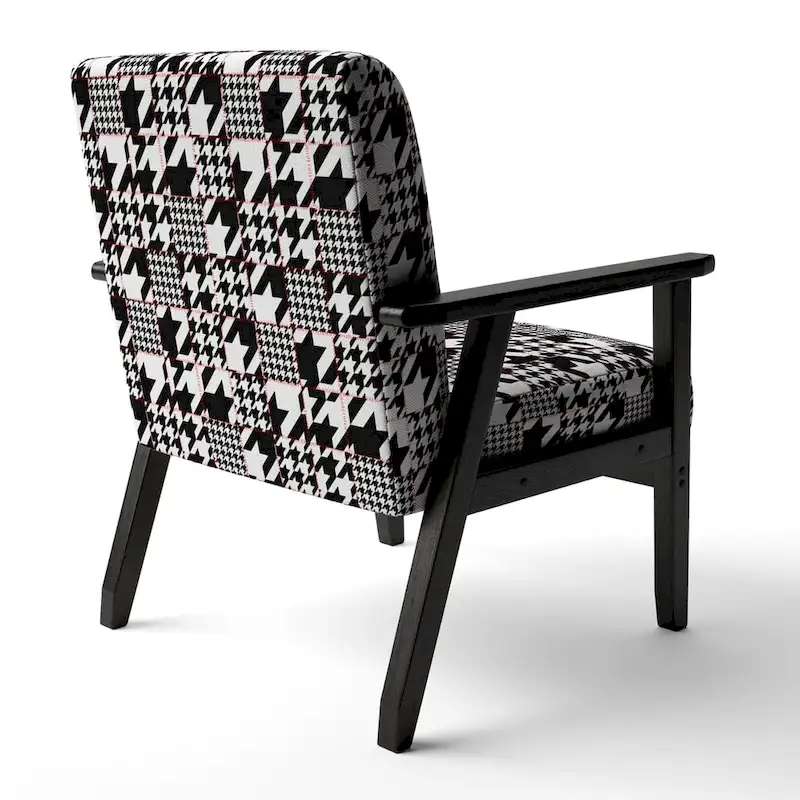 Designart Classic Houndstooth Pattern Upholstered Mid-Century Accent Chair - Arm Chair
