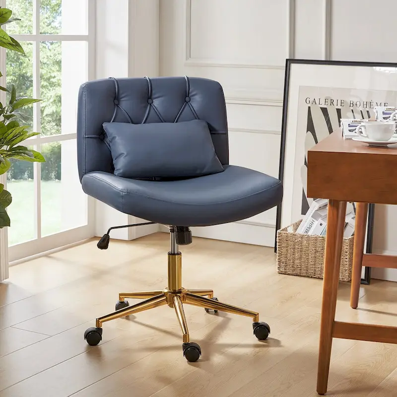 Charlie Modern Button-Tufted Swivel Tilting Office Chair with Pillow by HULALA HOME