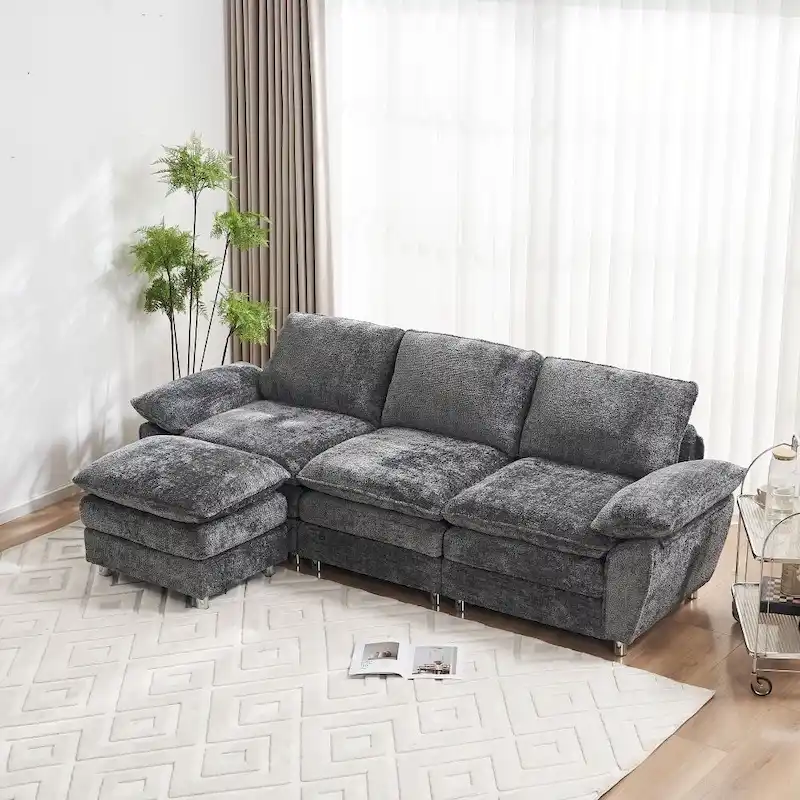 Modern Deep 3-Seat Sofa Couch