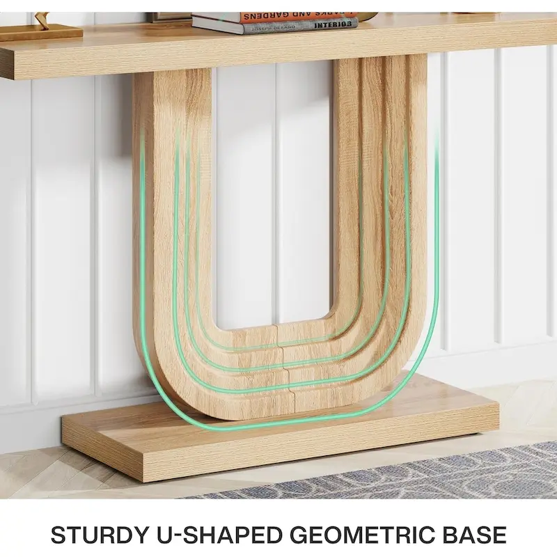 39 Wood Entryway Table with Geometric Base