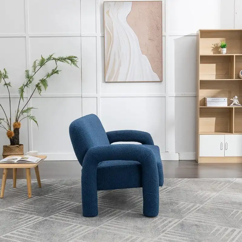 SEYNAR Mid-Century Modern Boucle 51  Solid Wood Curved Sofa