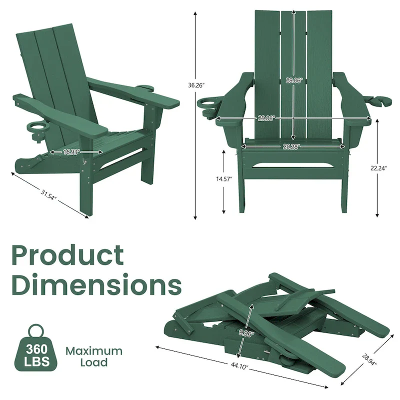 HDPE Modern All weather Adirondack Chairs with Cup-holders