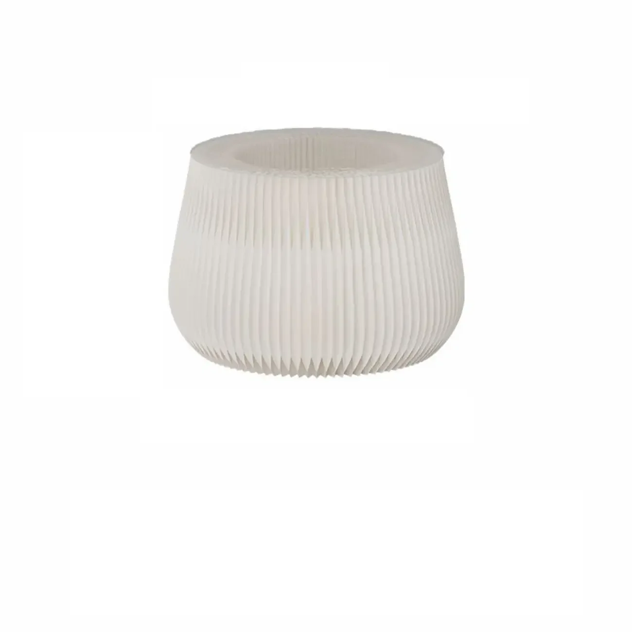 Foldable Round Accent White Drum End Table with Storage