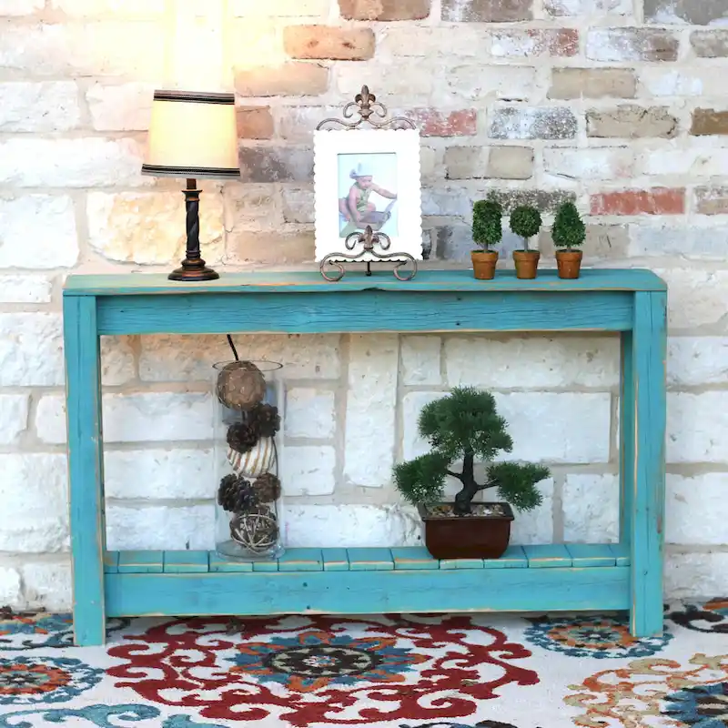 Rustic Reclaimed Wood Entryway Console Table - 46Lx8Wx28H