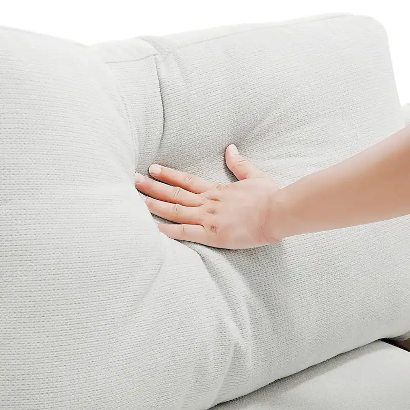 Modular U-shaped Linen Reversible Sofa with a Wooden Side Table Box and Reversible Design