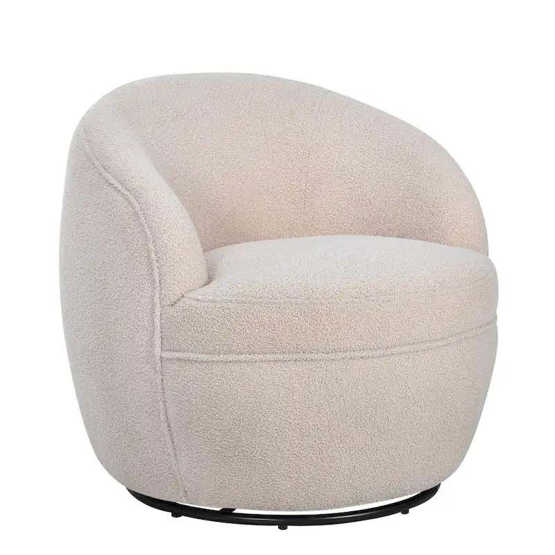 Roundhill Furniture Galleria 360 Swivel Teddy Sherpa Fabric Barrel Chair