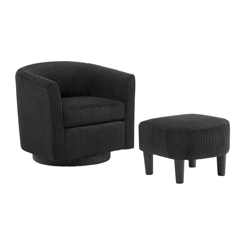 Swivel Accent Single Sofa Chair with Ottoman