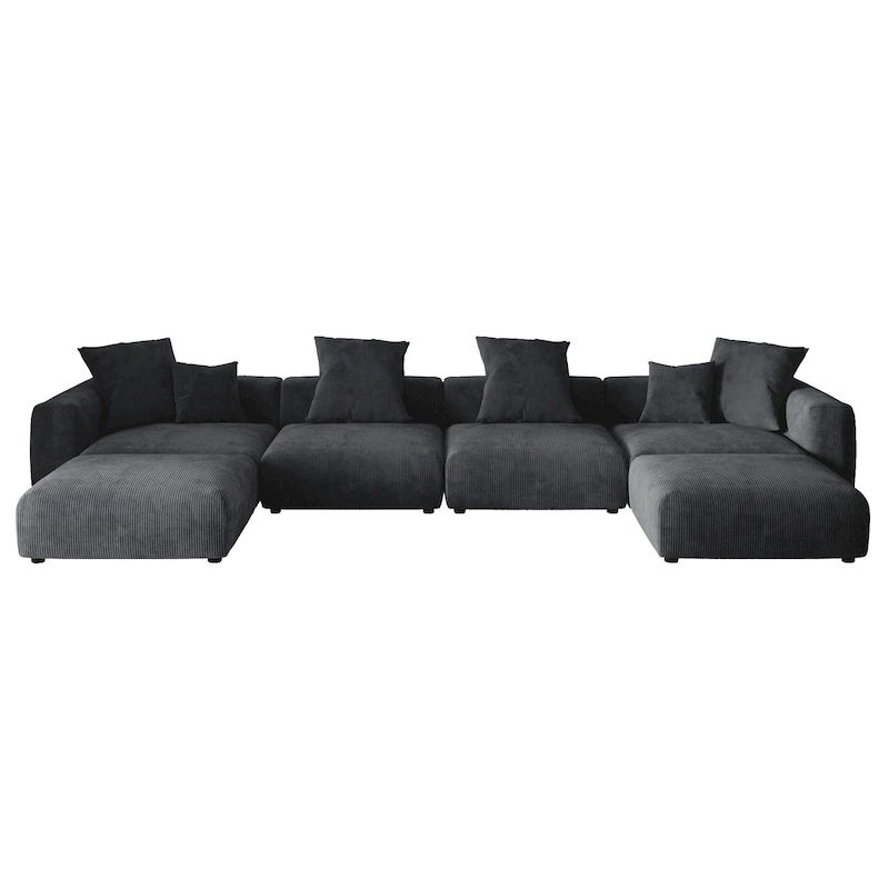 181 U-Shaped Convertible Modular Sectional Sofa With 2 Ottoman