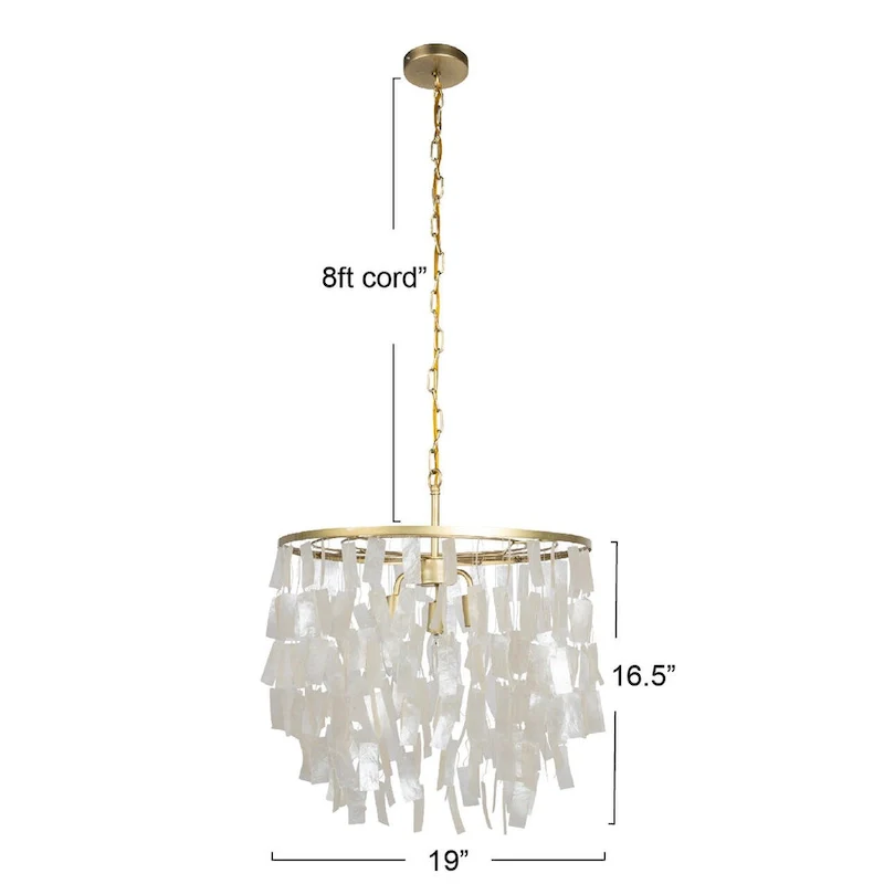 Marina Metal and Natural Capiz Chandelier Style Pendant Ceiling Light