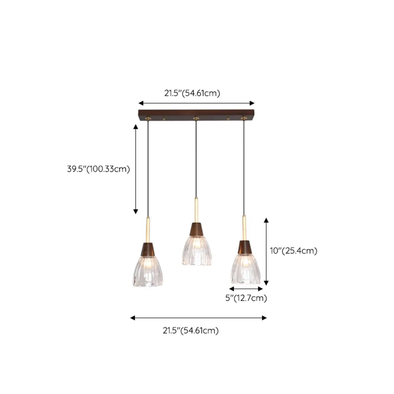 Modern Glass Dome Island Pendant Light in Walnut