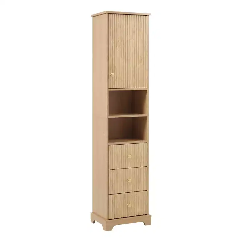 Clihome 67.7 Tall Freestanding Bathroom Cabinet, Traditional American Style,with Adjustable Shelf,Space-Saving Design