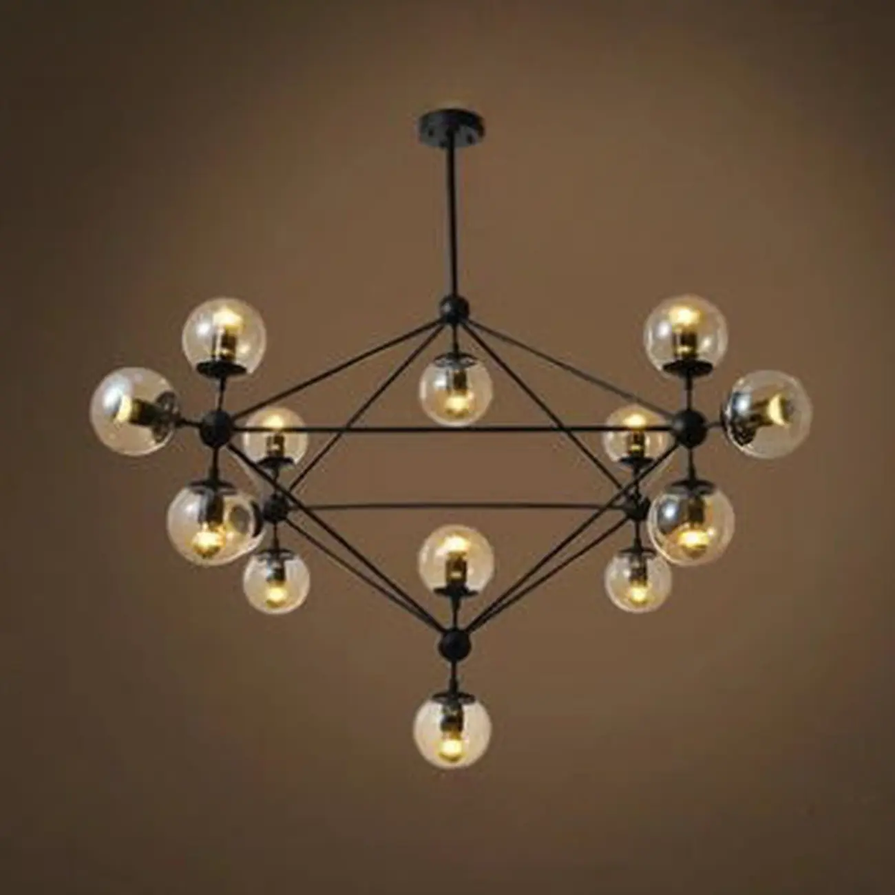 Multi-Light Modern Black LED Chandelier with Geometric Design