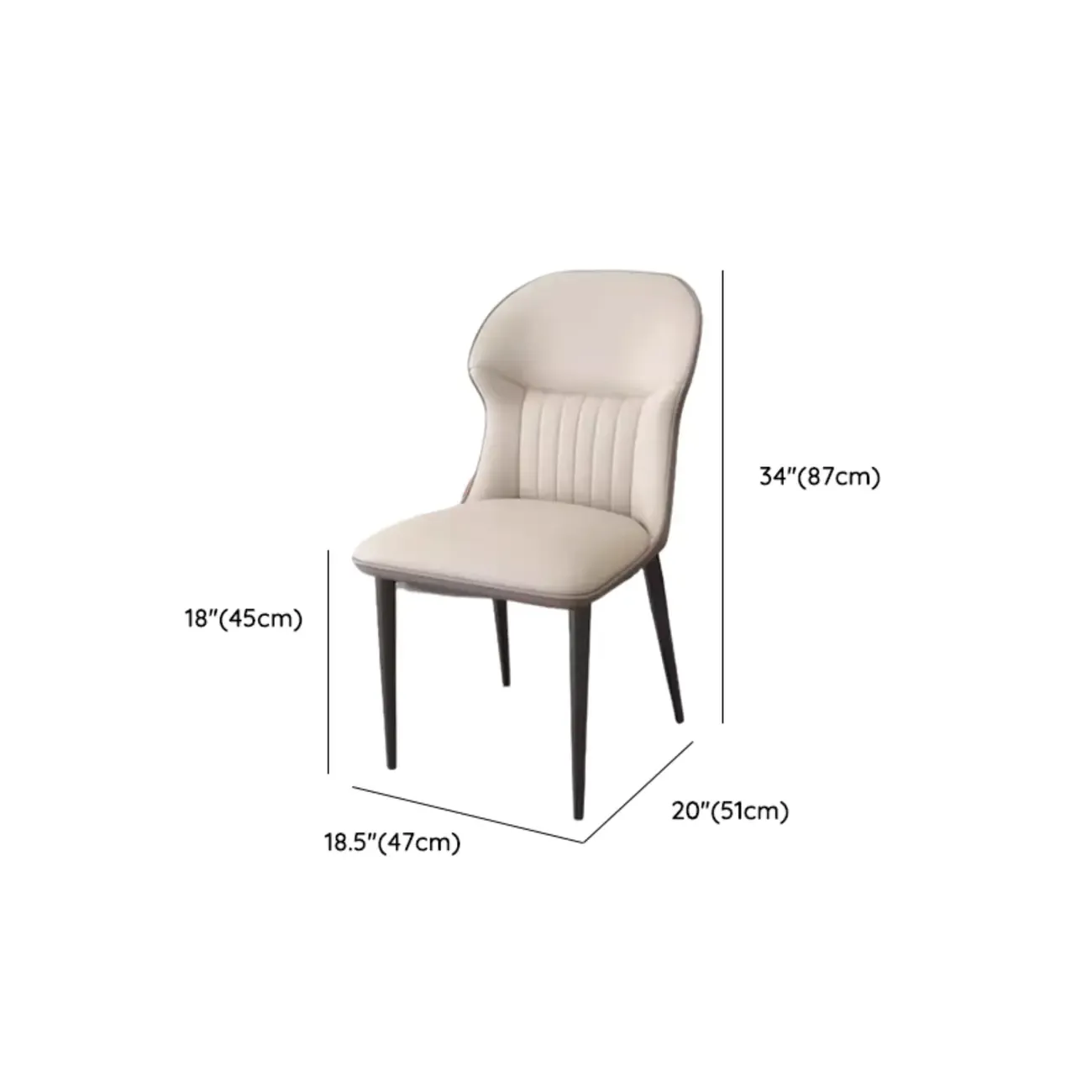 Modern Wingback Faux Leather Dining Chair with Metal Legs