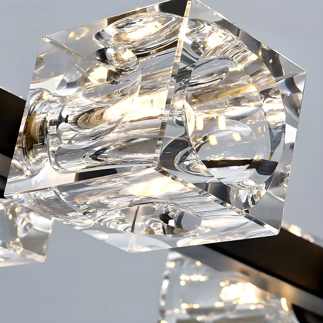 Adjustable Gold/Black Rectangle Crystal Island Chandelier