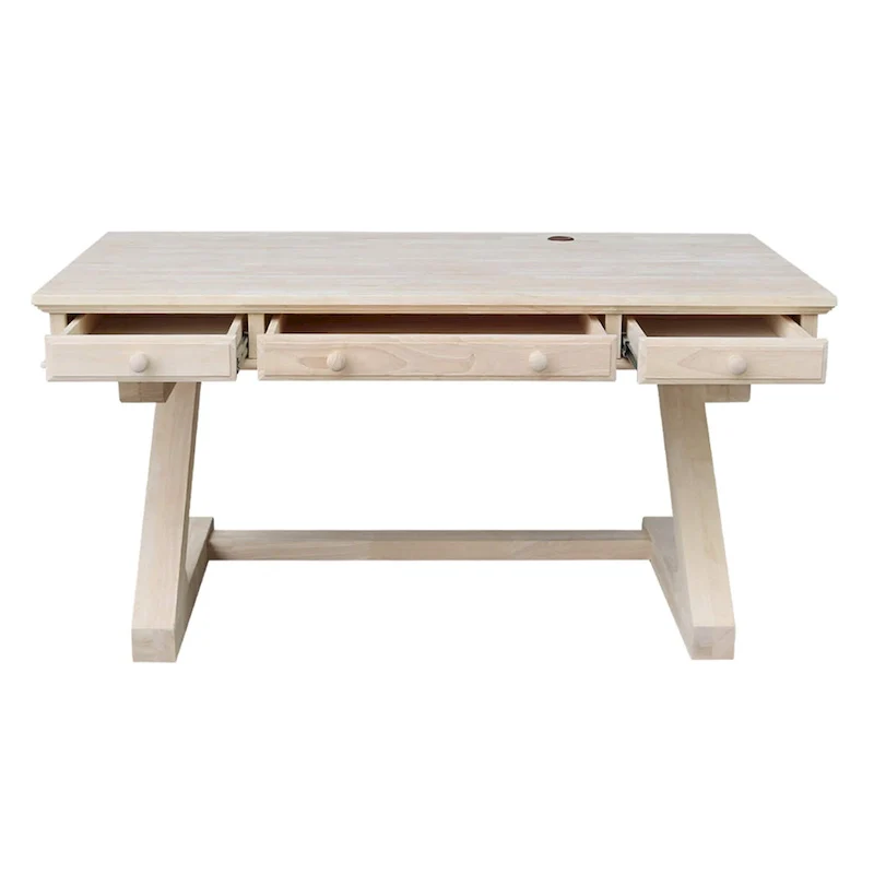 Solid Wood Unfinished Executive Desk with Zodiac Base