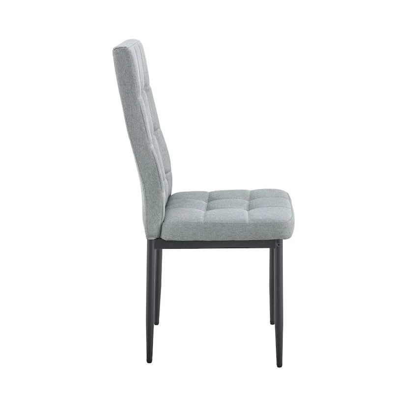 Merax Modern Dining Table with V-Shape MDF Base/ Linen Tufted Dining Room Chairs Set of 6