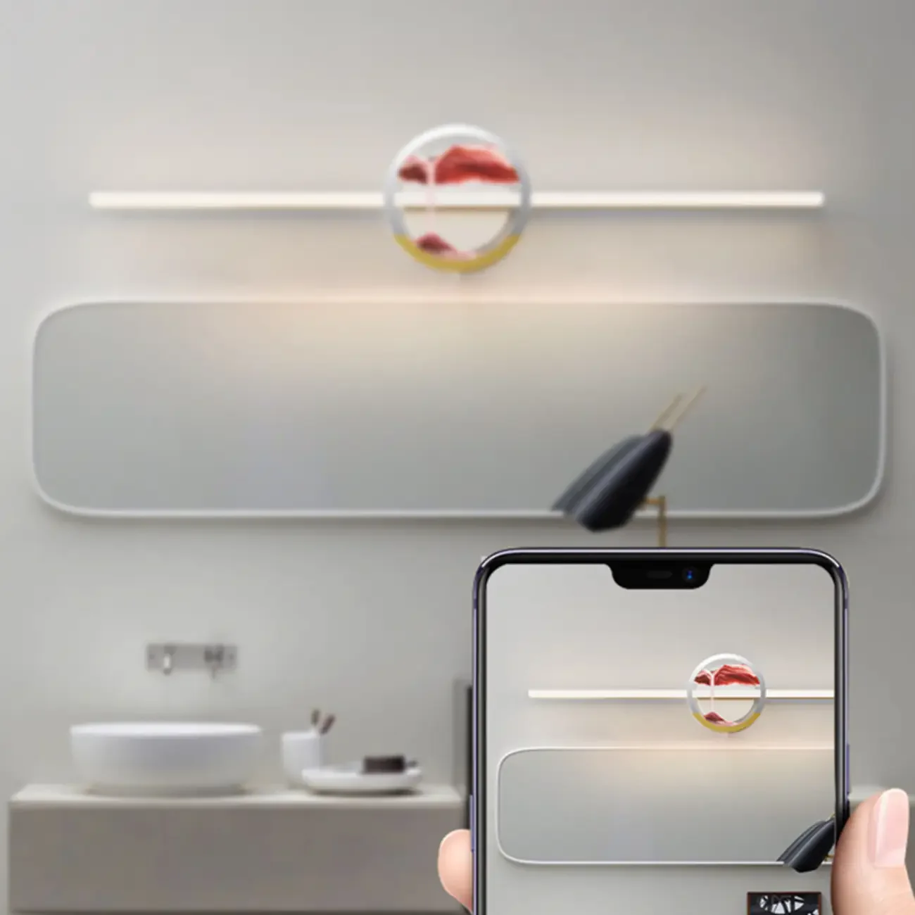 Dimmable Glass Bathroom Vanity Light with Integrated LED