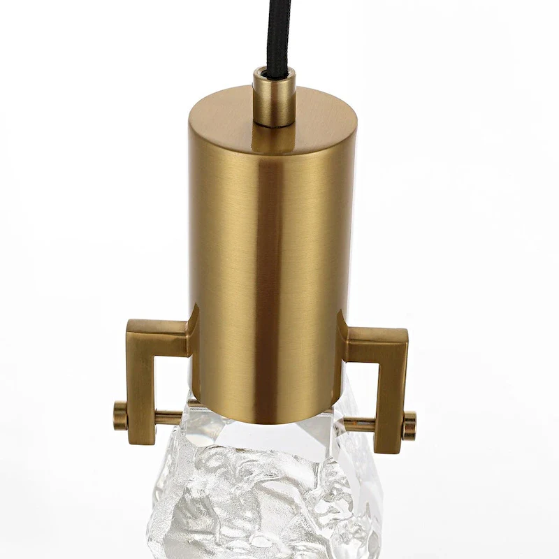 WINGBO 1-Light Modern Crystal Pendant Light Fixture Height Adjustable Hanging Light