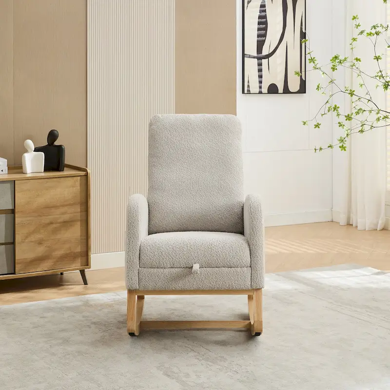 Living Room Rocking Accent Chair with Retractable Footrest