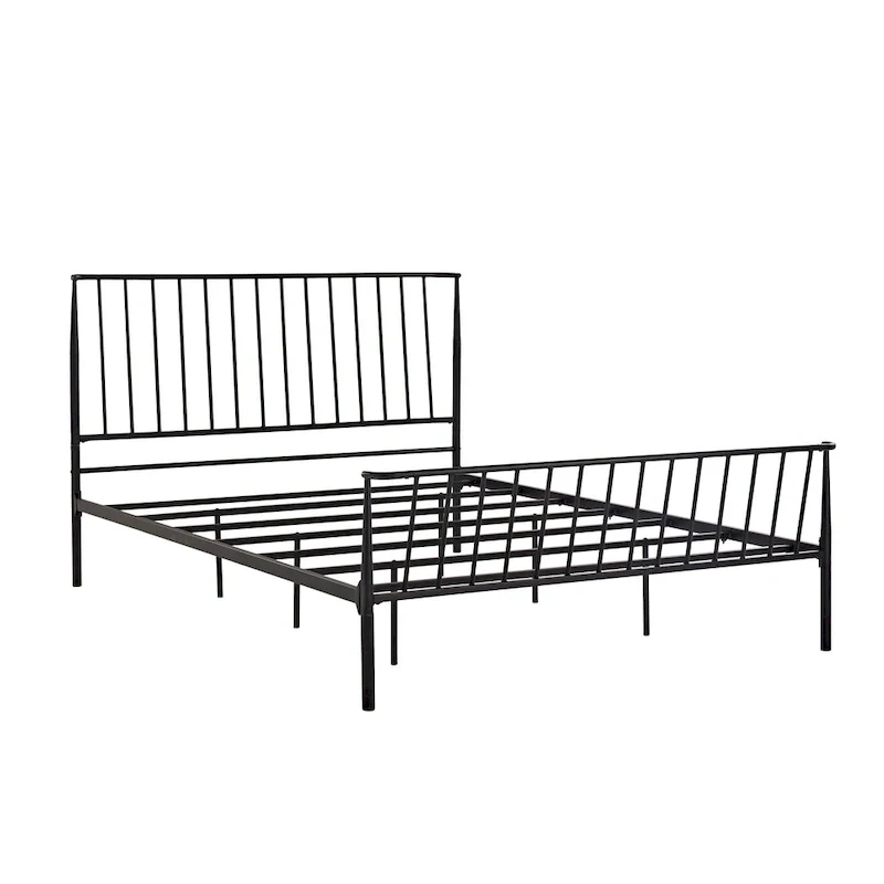 Matte Black Finish Metal Queen Bed