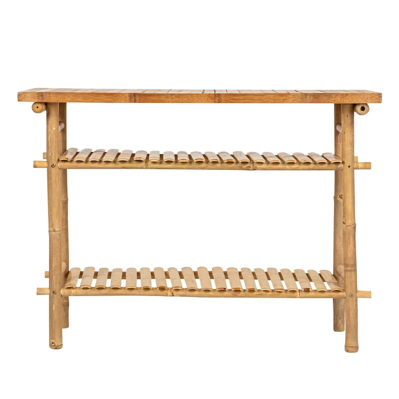 Bamboo Accent Table with 2 Shelves
