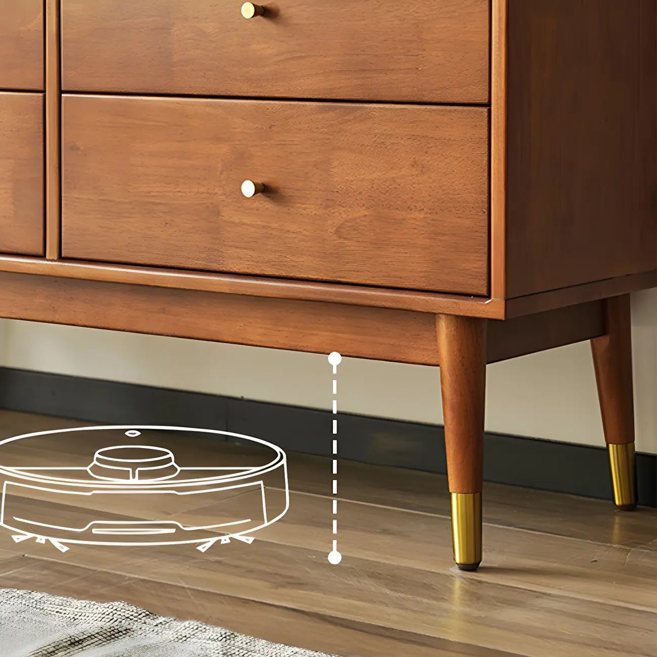 Stylish Wooden Dressers with Gold Accents and Drawers