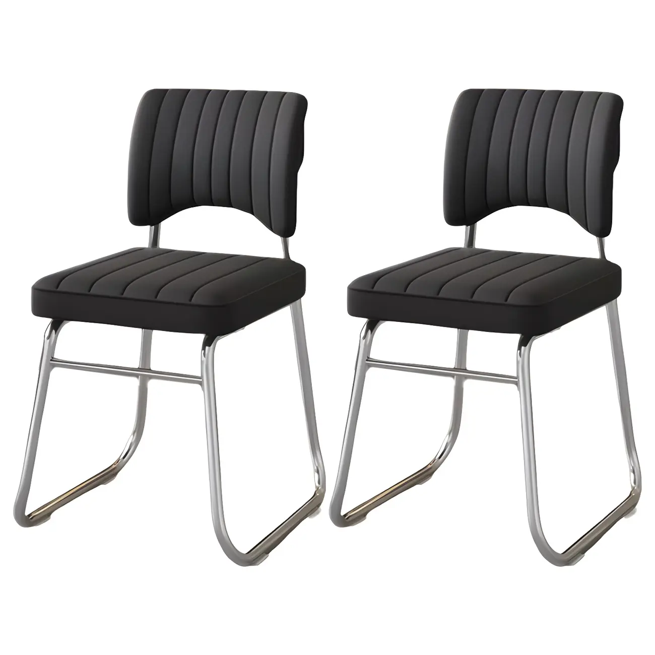 Modern Black Steel Leather Upholstered Office Chair