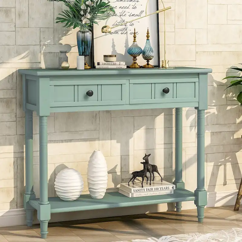 Daisy Series Console Table with 2 Drawers and Bottom Shelf