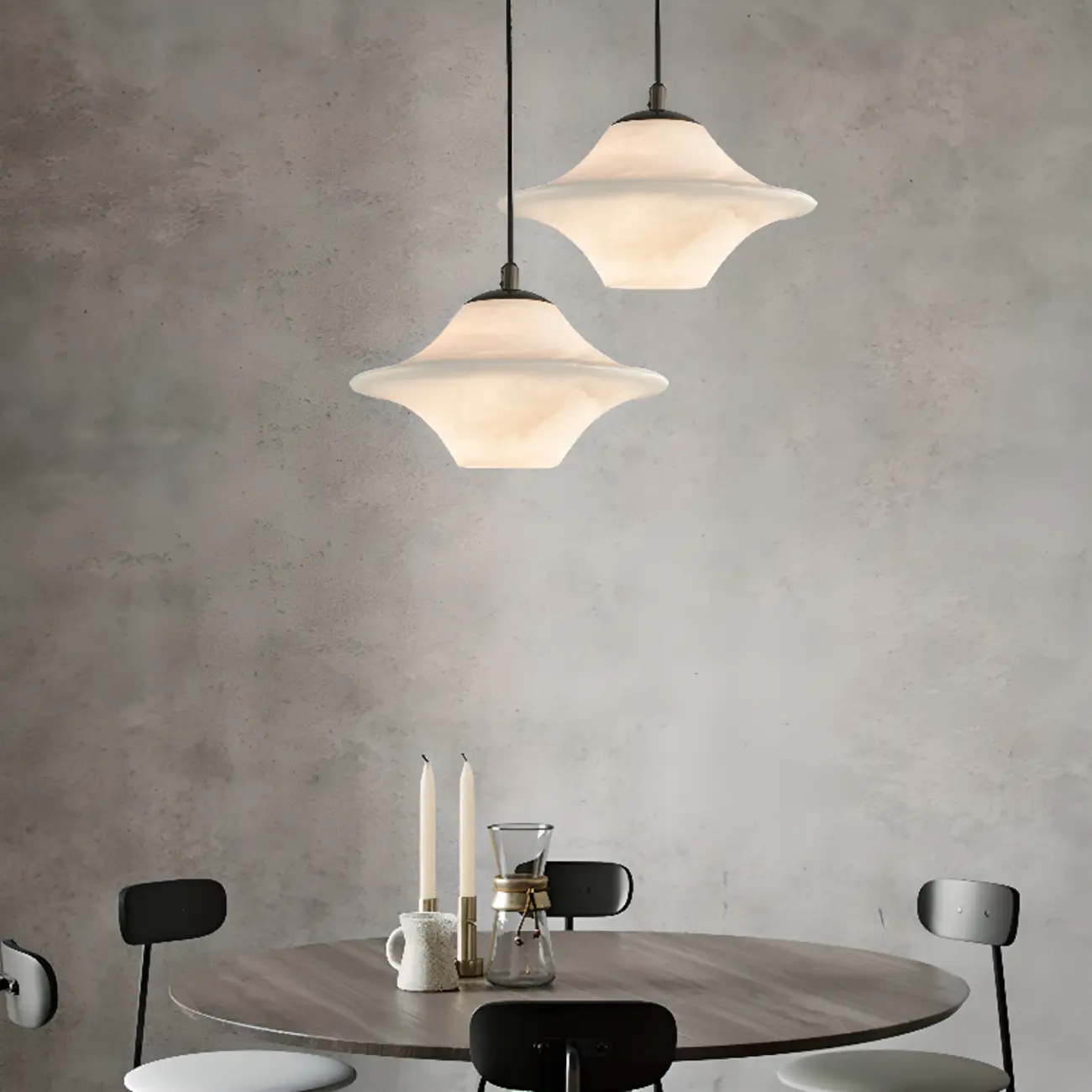 Modern White Stone Metal Hanging Kitchen Pendant Light