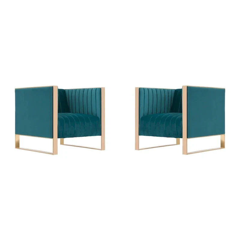 Manhattan Comfort Trillium Gold Frame Velvet Accent Chair (Set of 2)