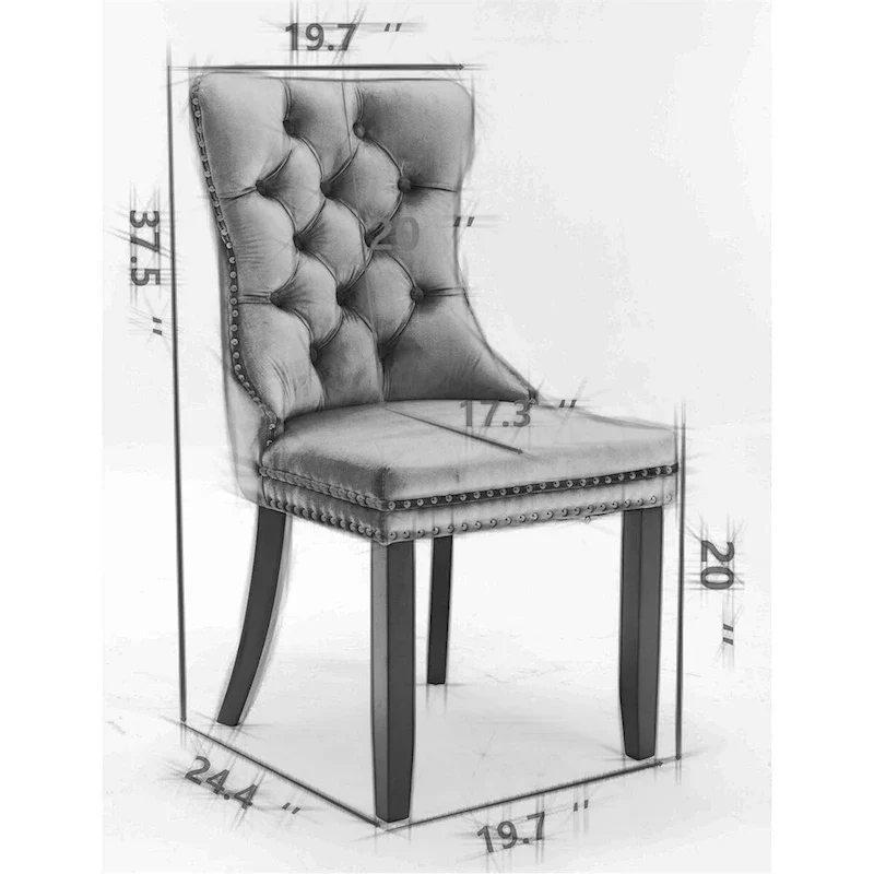 Tufted Solid Wood Contemporary Velvet Upholstered Dining Chair,2PCS