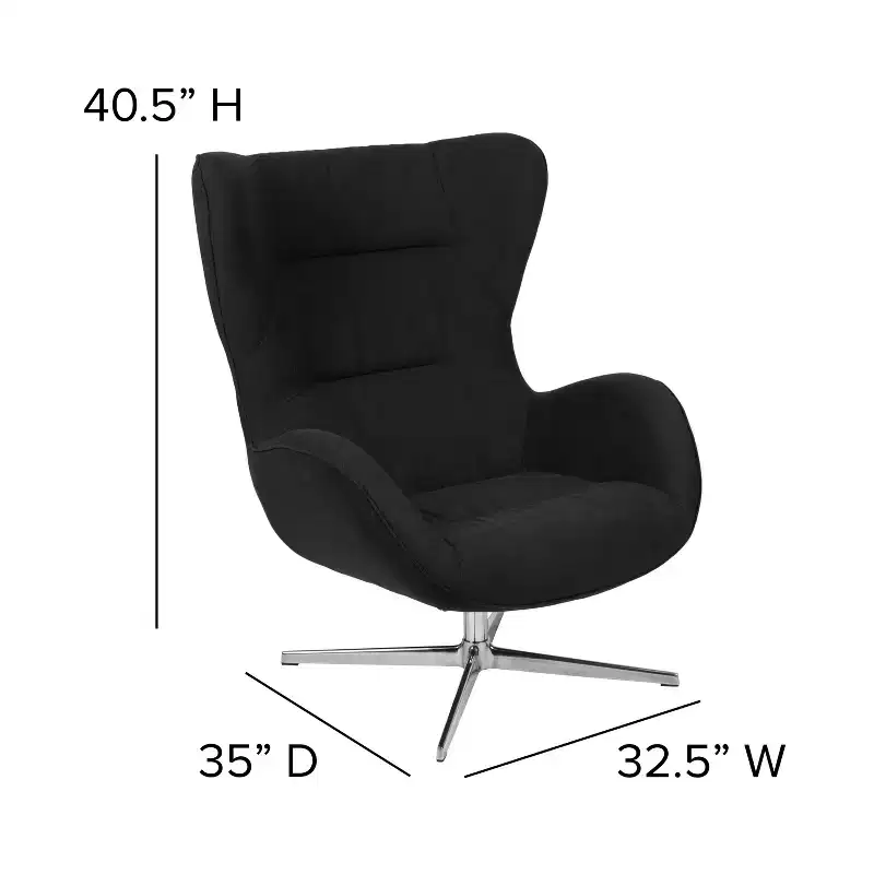 Emma and Oliver Home and Office Retro Swivel Wing Accent Chair