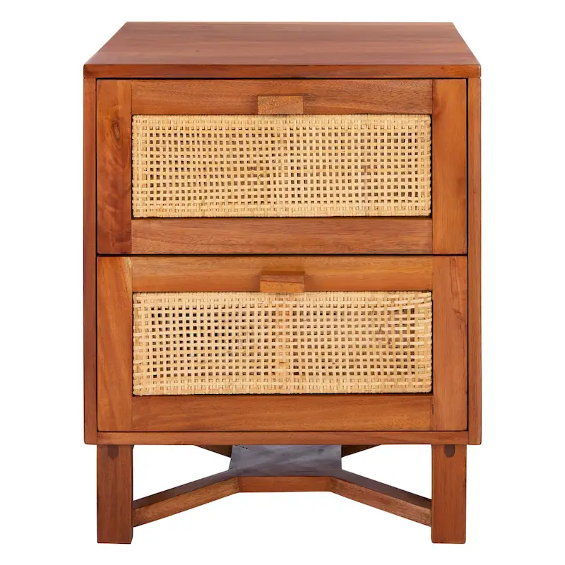 SAFAVIEH Dayana 2-Drawer Rattan Accent Table Nightstand