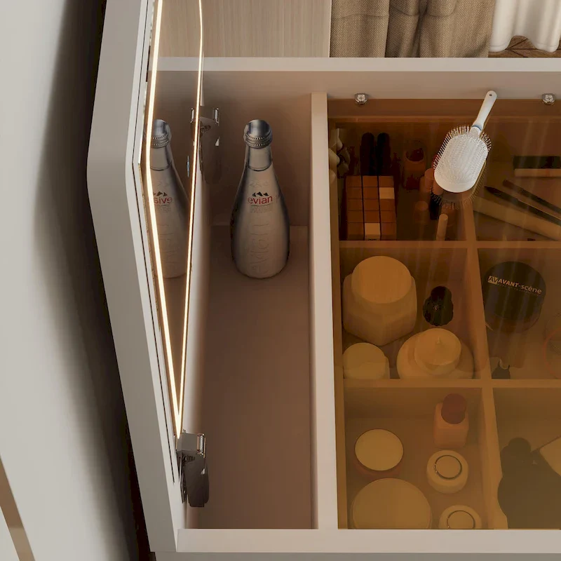 23.6 Makeup Vanity Table with Flip Top Lighted, 3 in 1 Vanity Desk with Glass, LED Light & Power Outlet, 3 Drawers