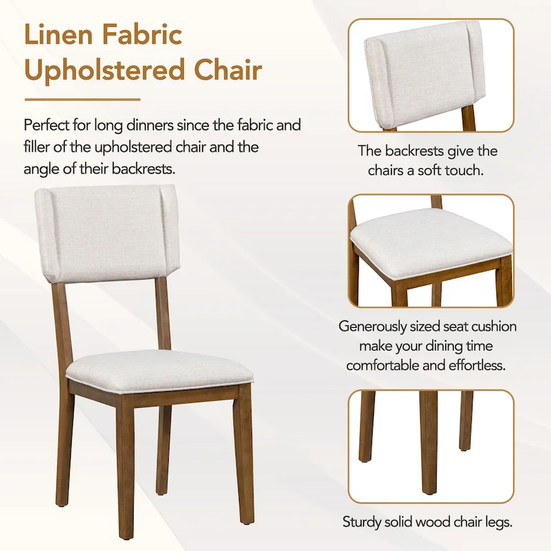 5-Piece Wooden Dining Table Set with 59  Rectangular Table & 4 Chairs