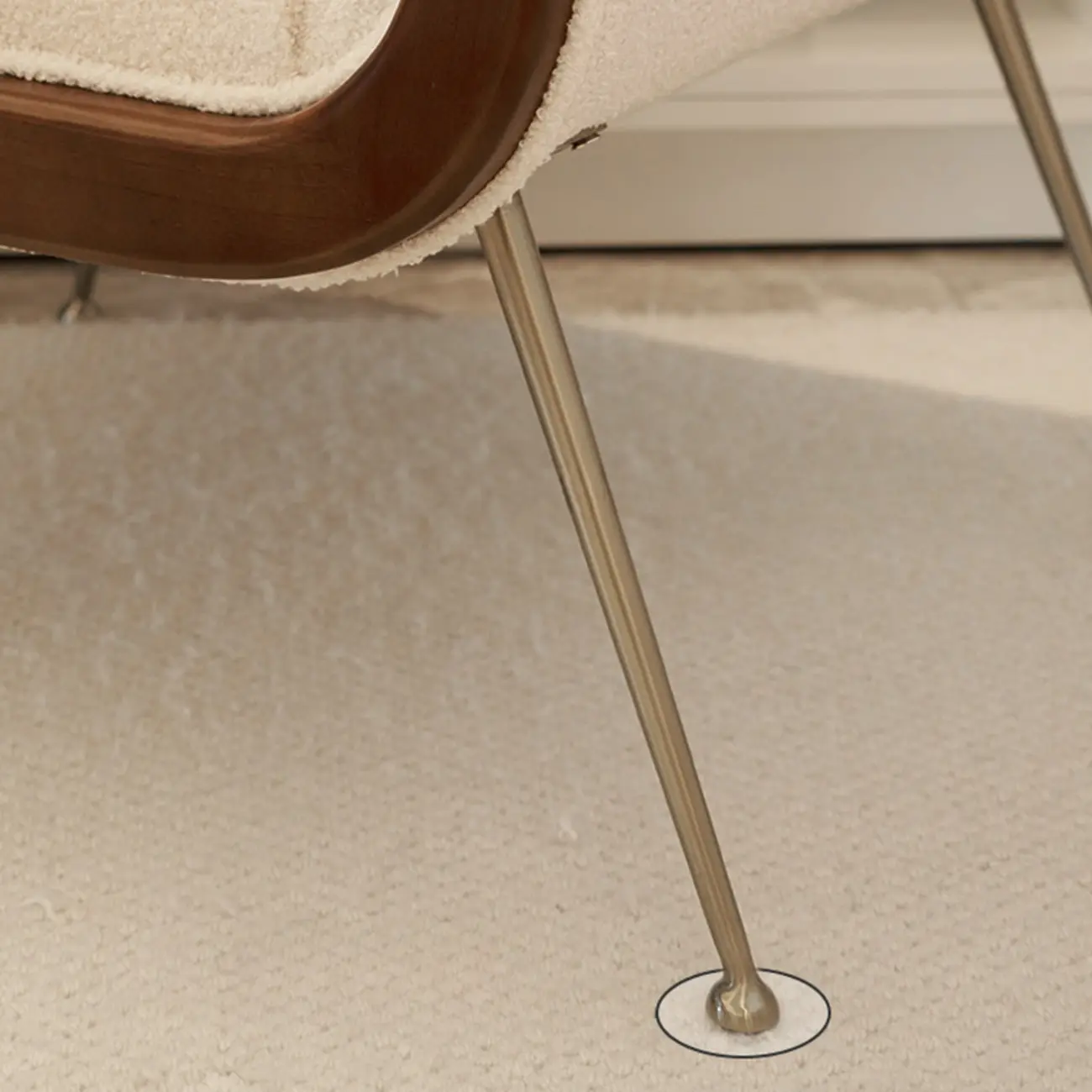 Glam Sherpa Accent Arm Chair with White Cushion