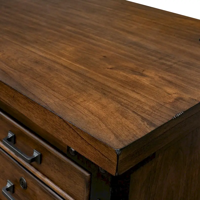 Addison Rustic Half Pedestal Executive Desk, Writing Table, Office Desk, Brown