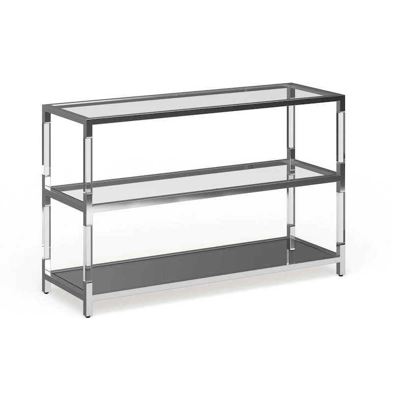 Fald Contemporary Chrome 48-inch Glass 2-Shelf Sofa Table by Furniture of America