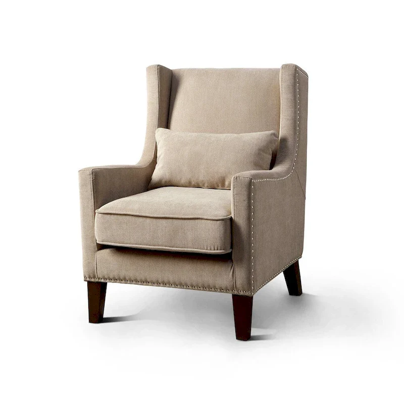 Modern Flannel Upholstered Chair with Rivet Accents