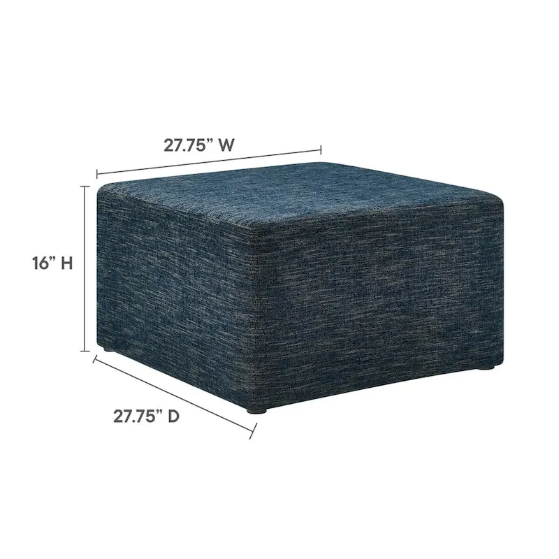 Callum 17/28 Square Woven Heathered Fabric Upholstered Ottoman