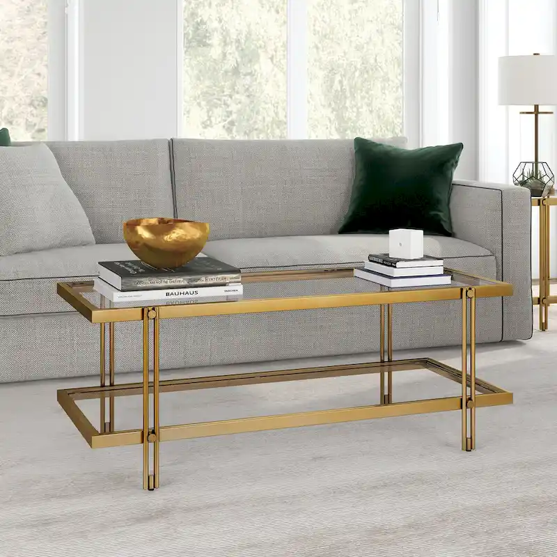 Inez Modern Steel and Glass Coffee Table