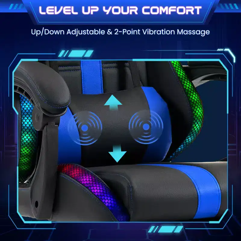 EROMMY Gaming Chair With Massager & Footrest