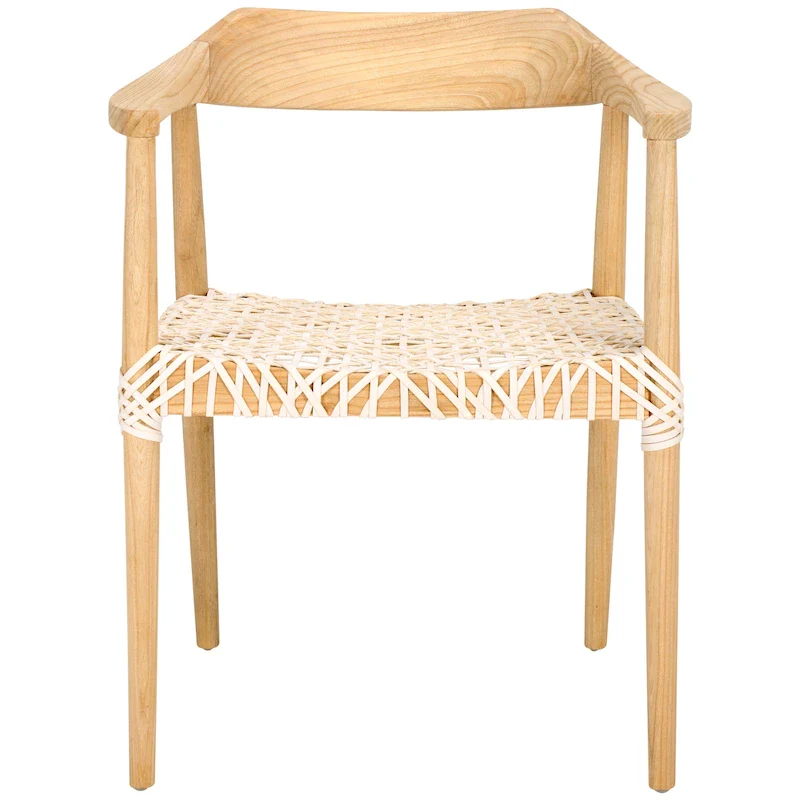 Woven Leather & Solid Wood Accent Chair (Fully Assembled) - 22 W x 20.5 L x 28.5 H