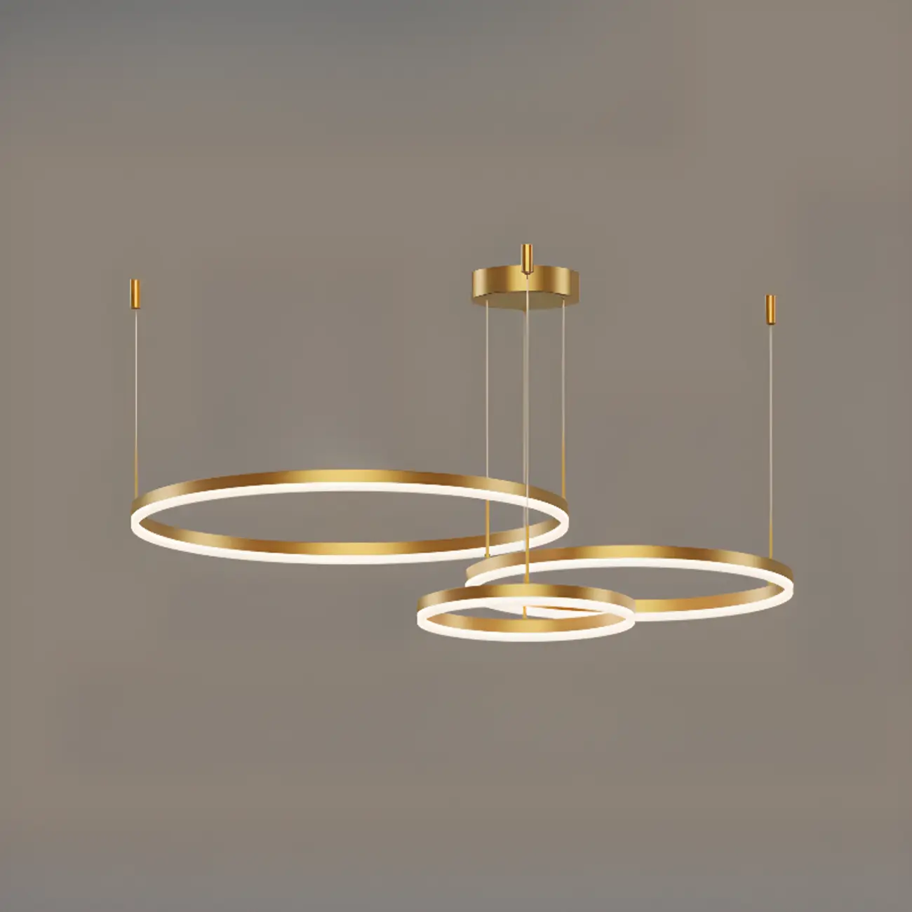 Modern Gold Multi-Circle Tiered Metal Ring LED Chandelier