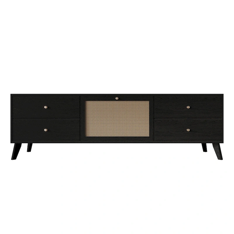 CraftPorch Mid-Century Modern Black TV Stand Console