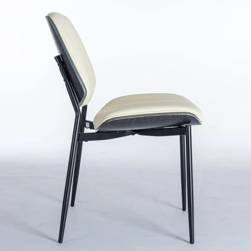 2PCS Faux Leather Chair with Metal Legs