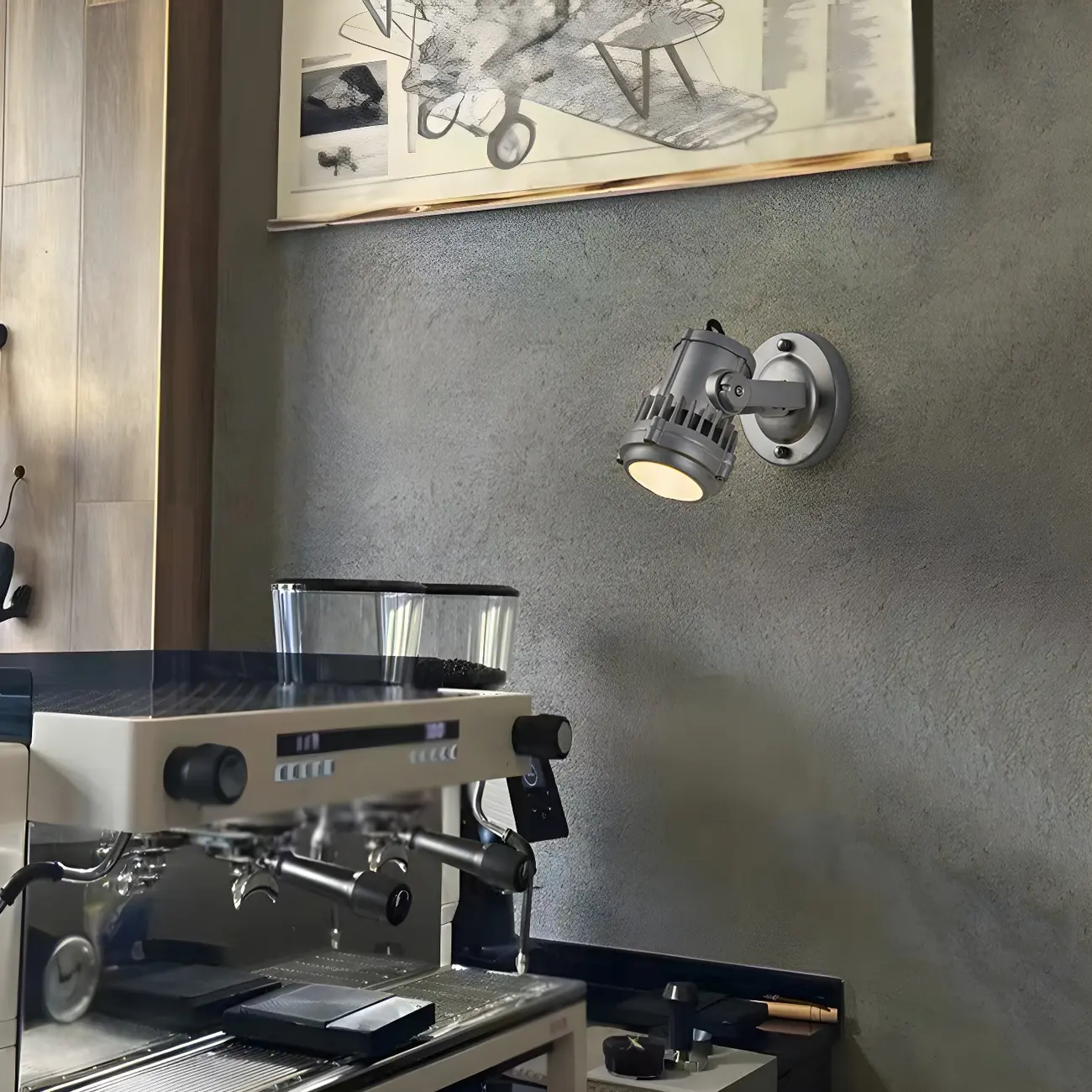 Industrial Metal Silver Prismatic Glass Swing Arm Wall Light