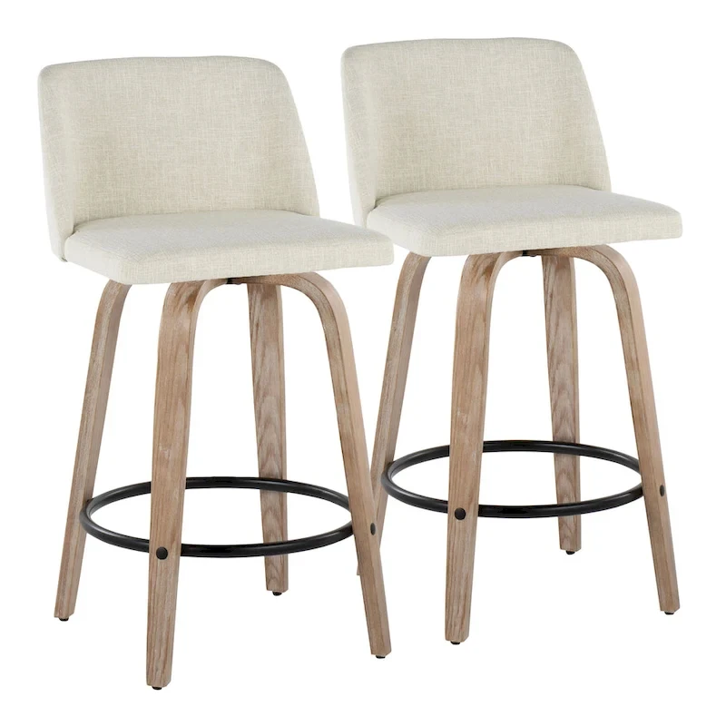 Carson Carrington Vallberga 26  Fixed-Height Counter Stool With Whitewashed Wood Base (Set of 2)