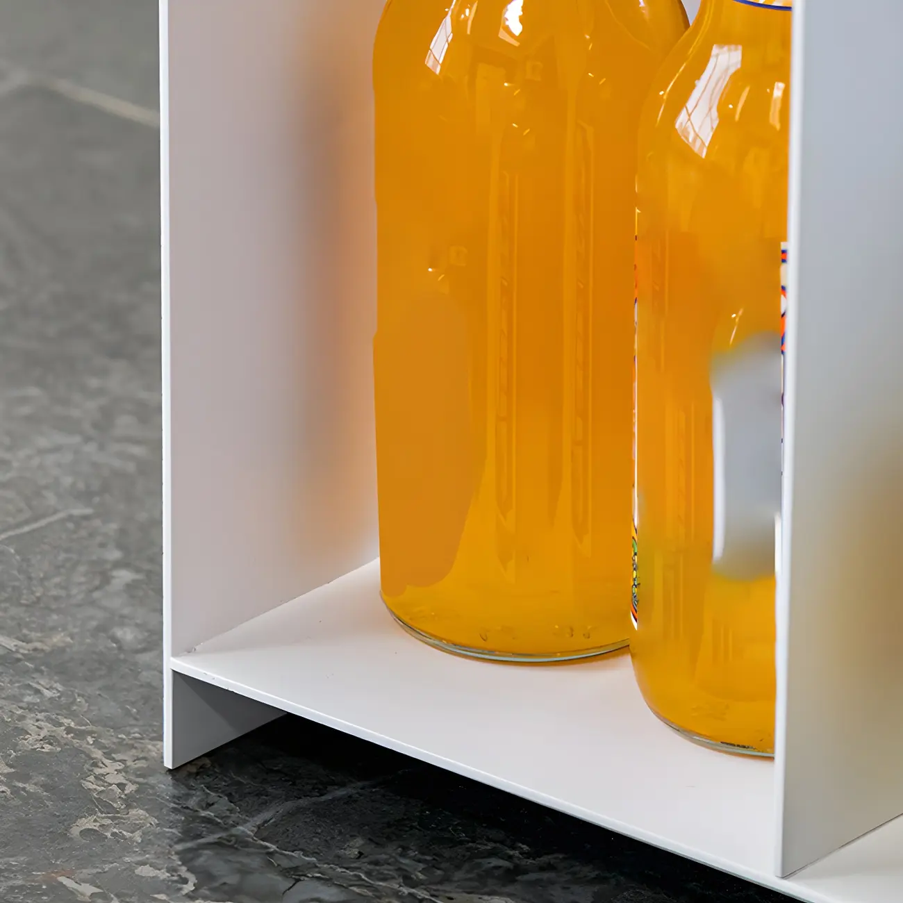 Industrial Narrow White Metal Bedside Table with Round Top